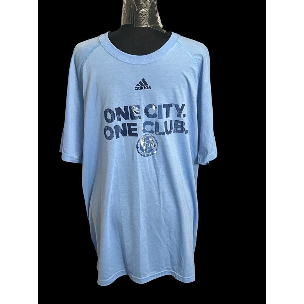 NYCFC Soccer MLS‎ Adidas Men's Light Blue Short Sleeve Distressed T-Shirt XL NWT